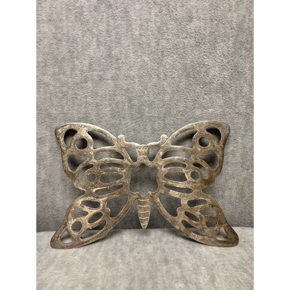 VTG F.B. Rogers Italy Butterfly Trivet Zinc Metal Silver‎ Tone Openwork Kitchen